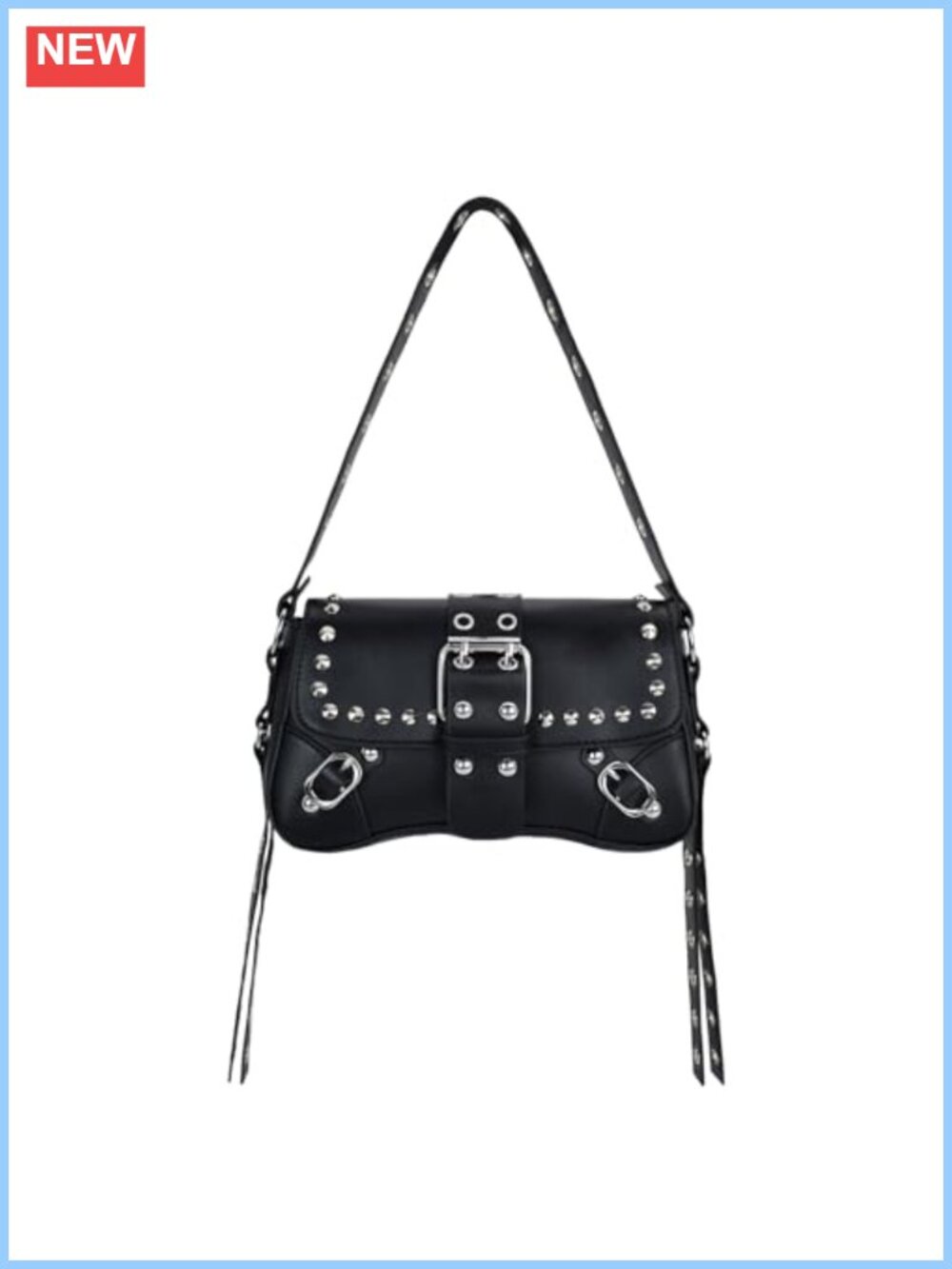 Studded Rivet Punk PU Leather Hobo Shoulder Bag Small Clutch Purse